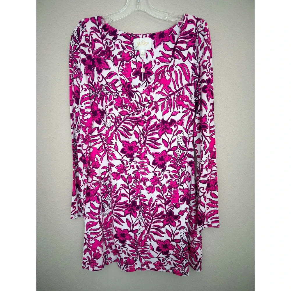 Lilly Pulitzer Skirted Romper Sz M Pink White Floral Coastal Retail $168 - Picture 2 of 12